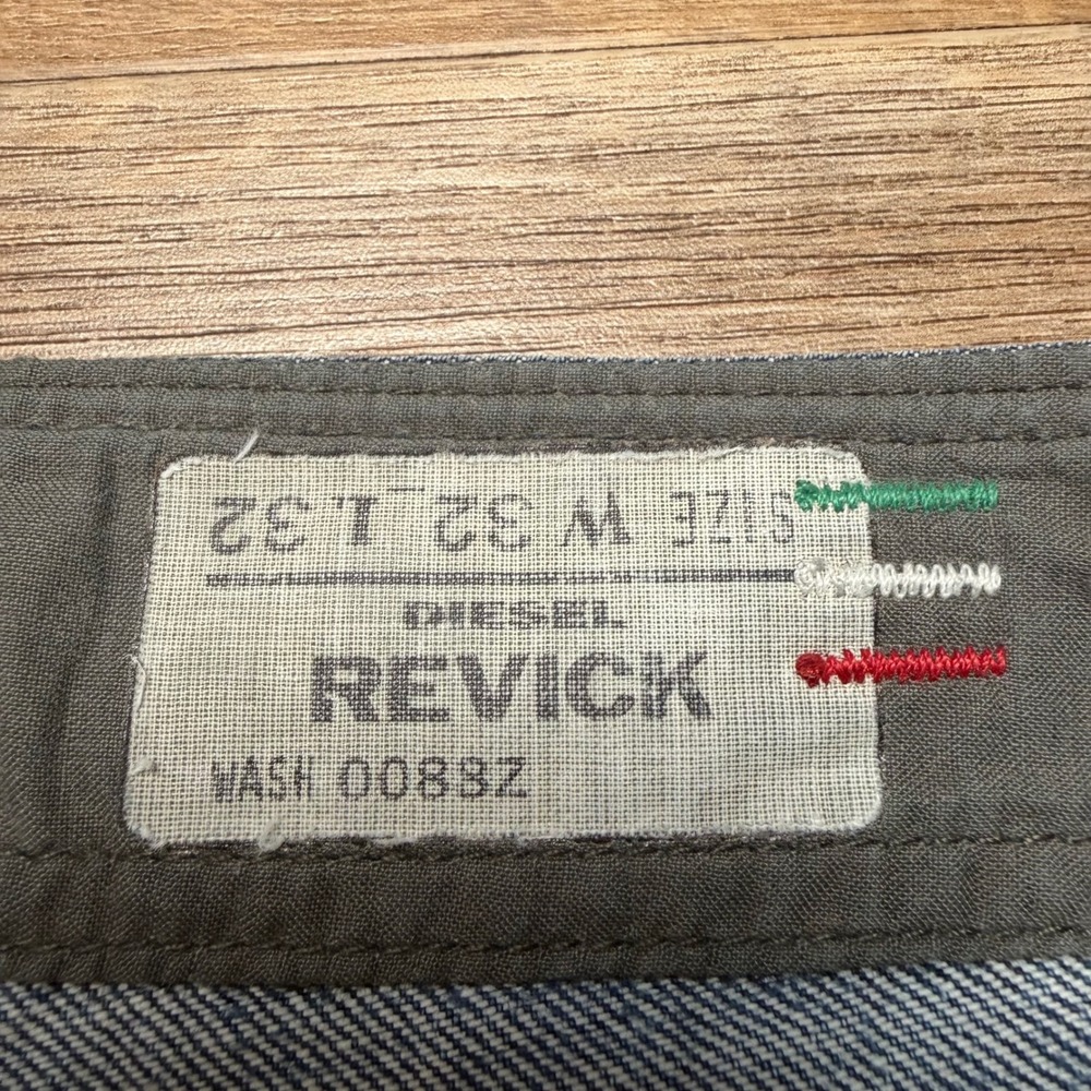 Diesel Revick Jeans Mens 32x32 Dark Blue Straight Leg Button Fly 0088Z Italy - Picture 7 of 15